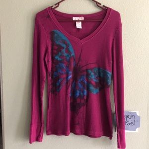 New OP Women’s/Junior’s Butterfly Thermal V-Neck Graphics Top